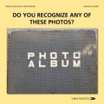 Image of the cover of a photo album with the text "do you recognize any of these photos?"